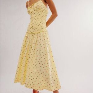 Free People Yellow Strawberry Maxi Dress *ONLY WORN ONCE!